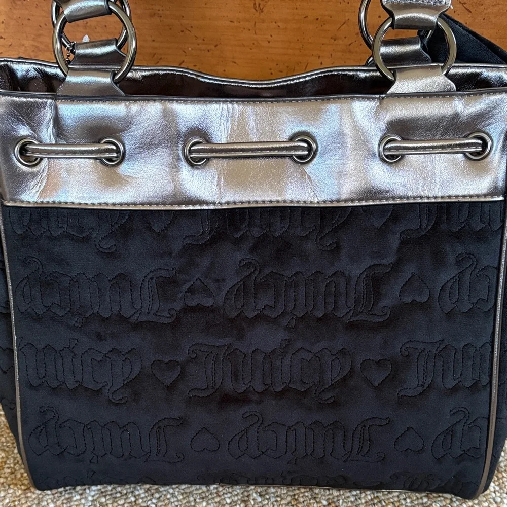 Juicy Couture Vintage Black Daydreamer Silver Metallic Trim and Heart Charm. - Picture 2 of 3